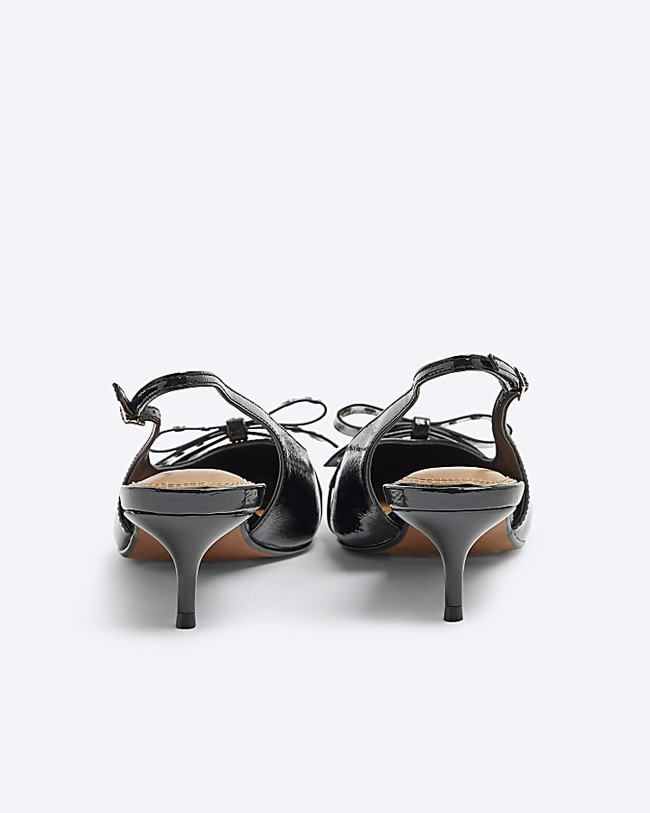 Black Bow Sling Back Court Shoes