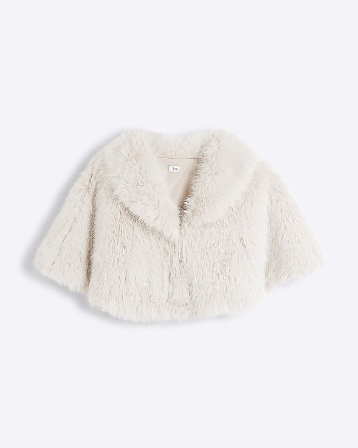 Beige Faux Fur Cape