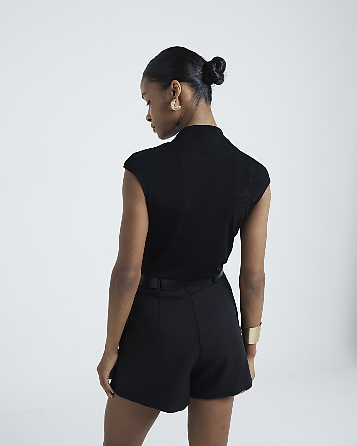 Black Ruched Tank Top