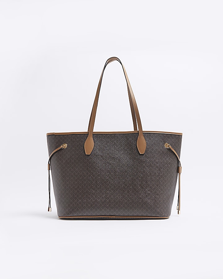 Brown RI monogram shopper bag
