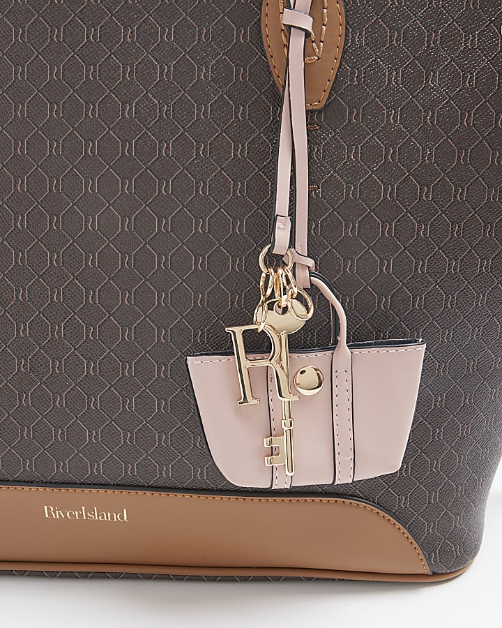 Brown RI monogram shopper bag