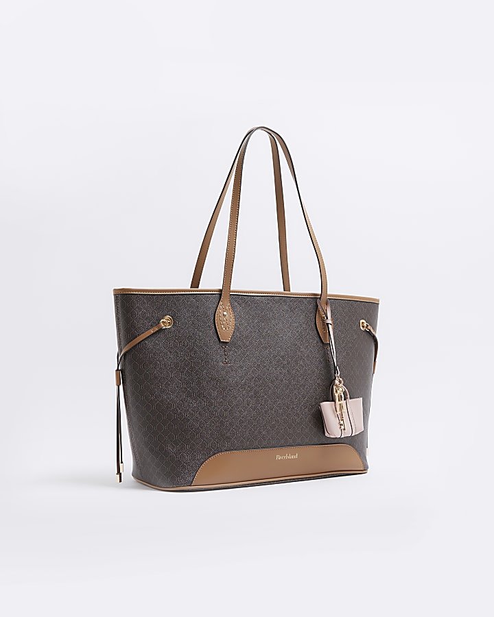 Brown RI monogram shopper bag