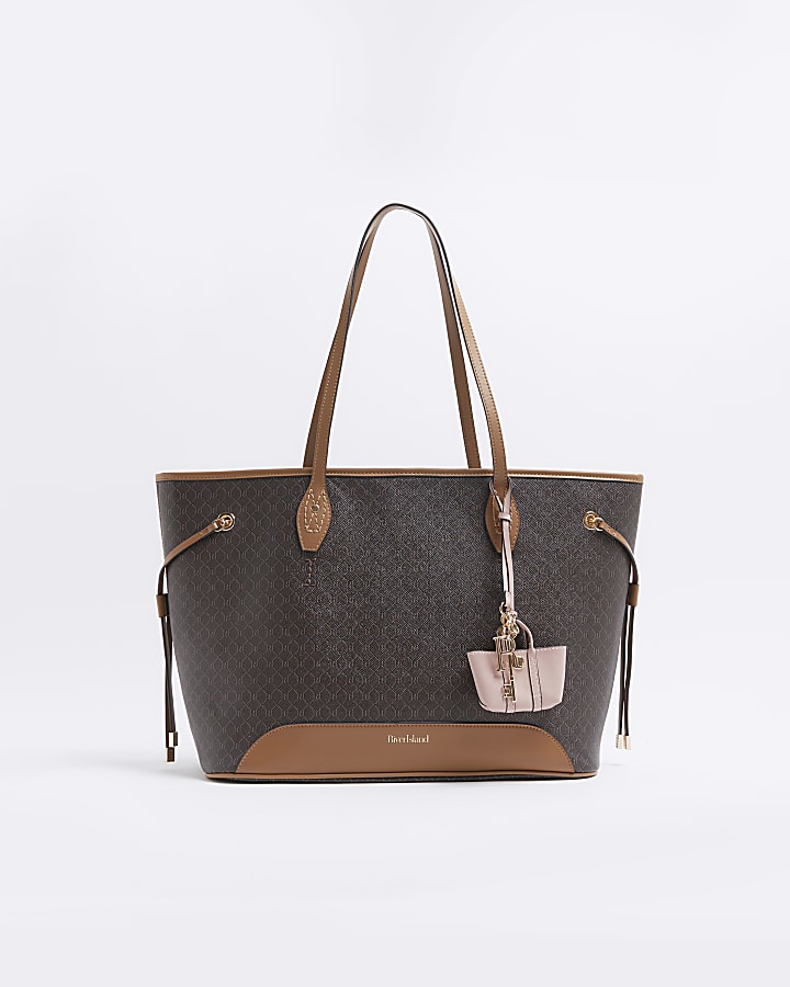 Brown RI monogram shopper bag