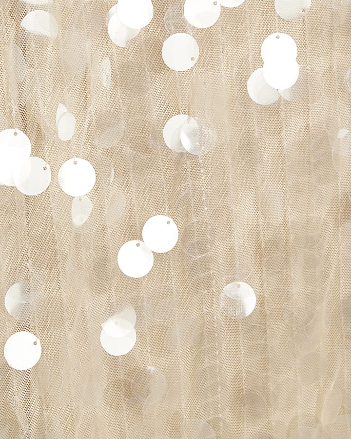 Petite Cream Sequin Slip Maxi Dress