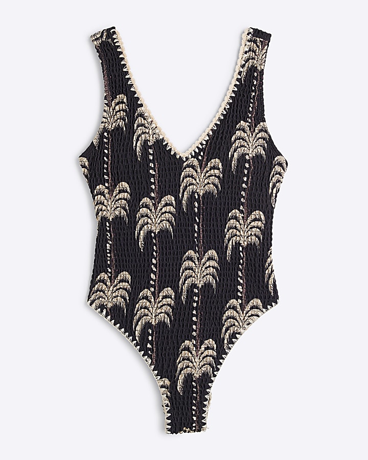 Black Palm Plunge Swimsuit