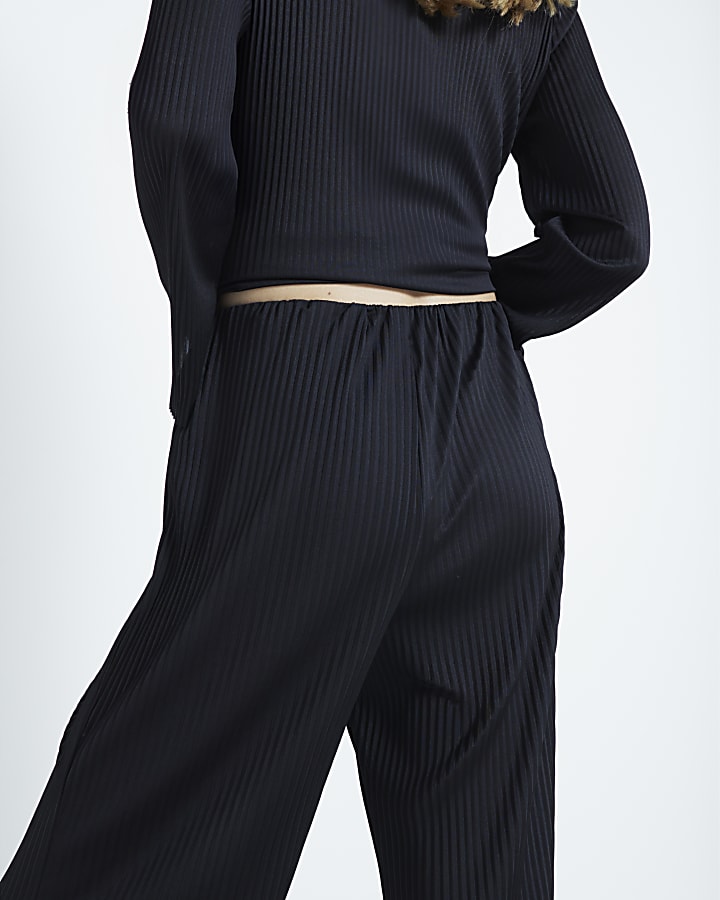 Black Plisse Trousers