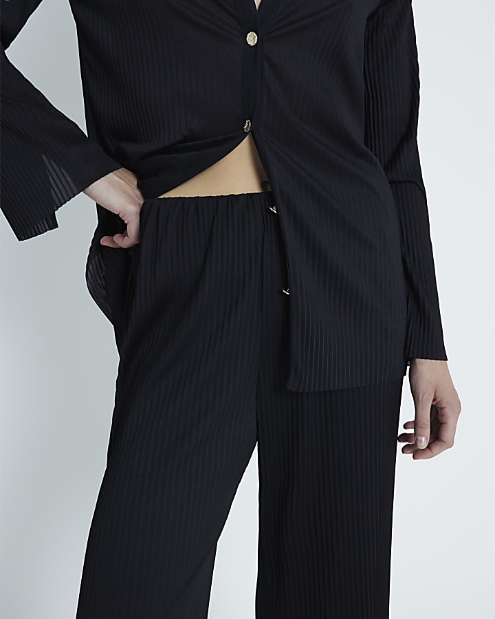 Black Plisse Trousers