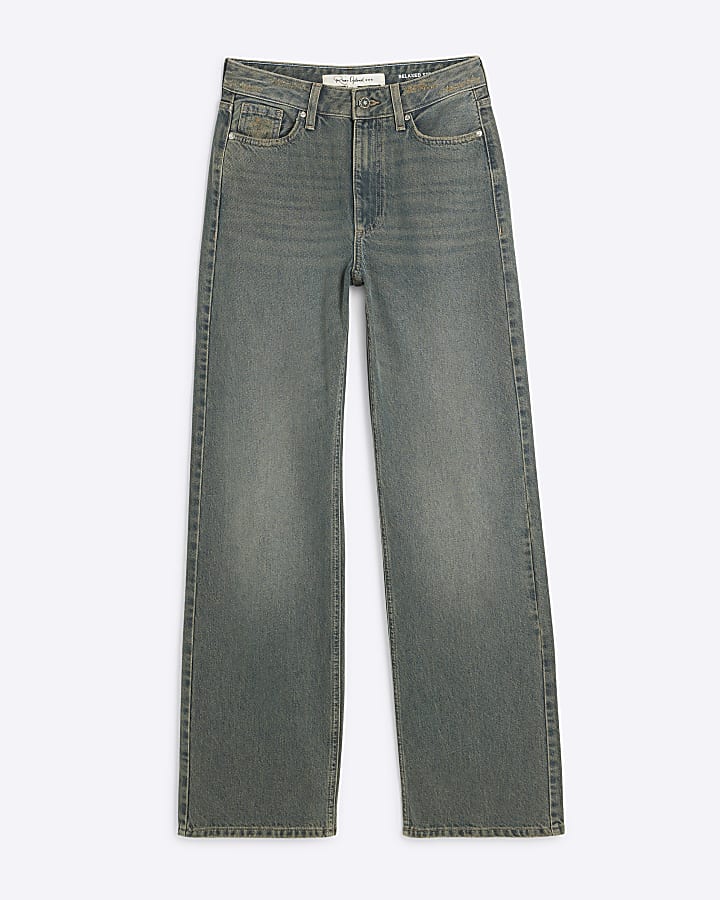 Blue Relaxed Straight Jeans