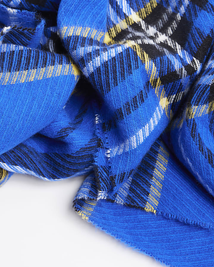 Blue Check Scarf