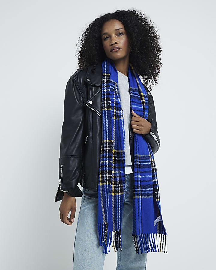 Blue Check Scarf