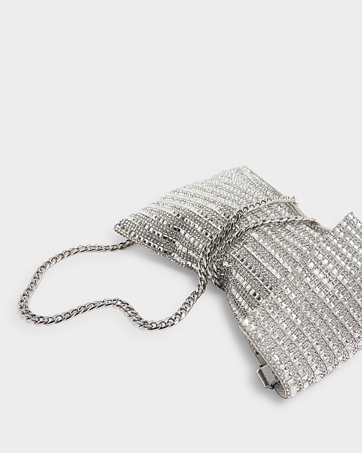 Silver Diamante Phone Cross Body