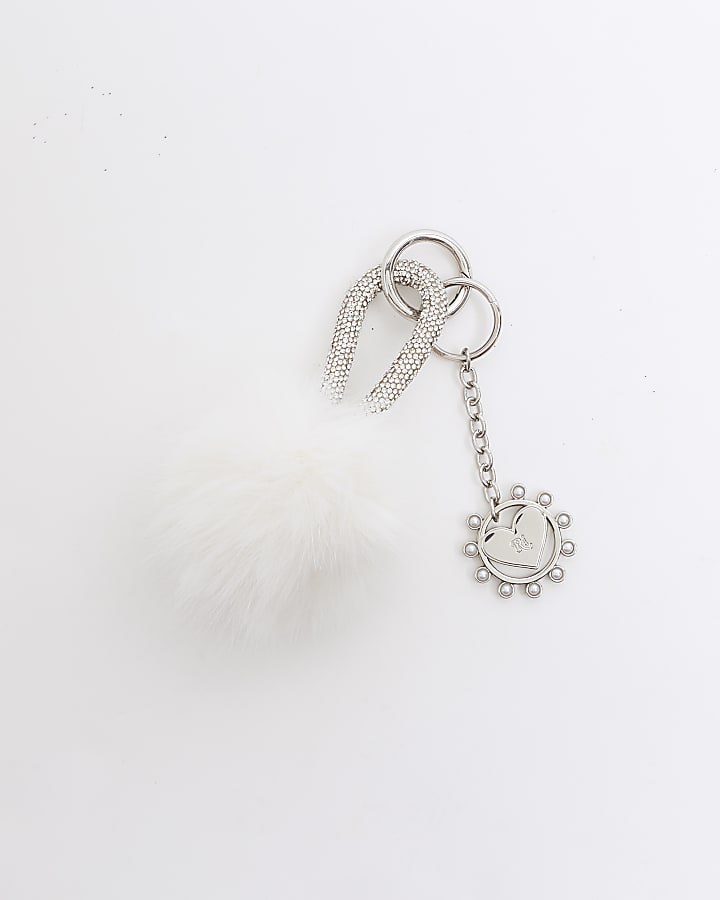 Cream Pom Pom Bag Charm