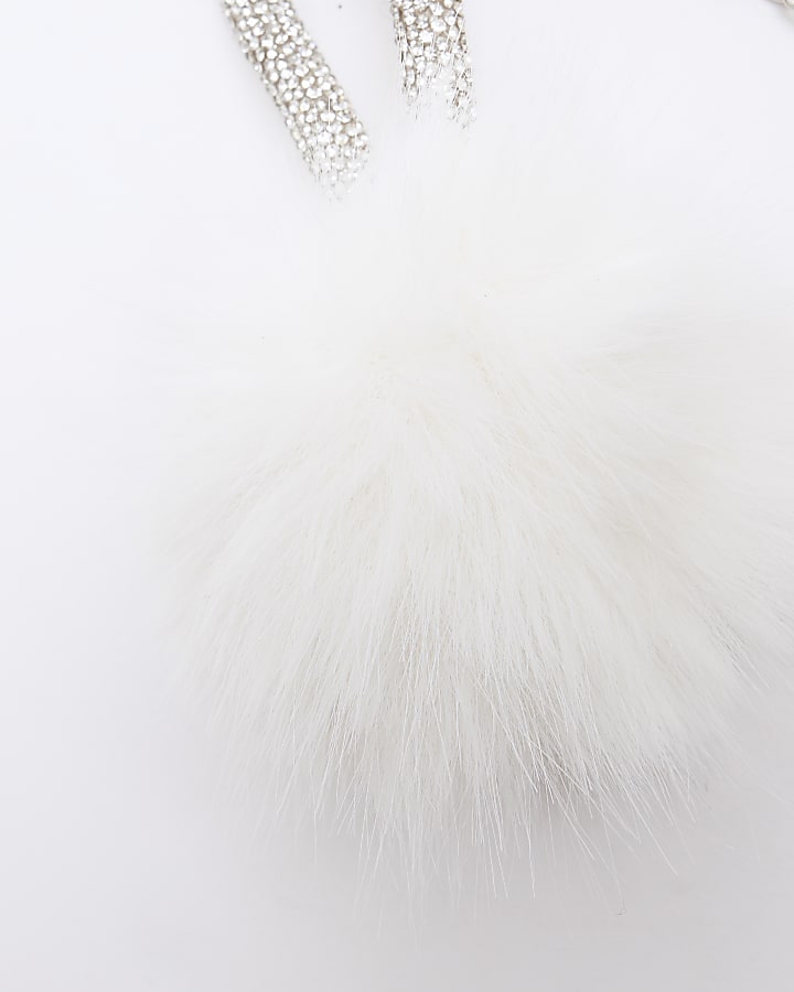 Cream Pom Pom Bag Charm