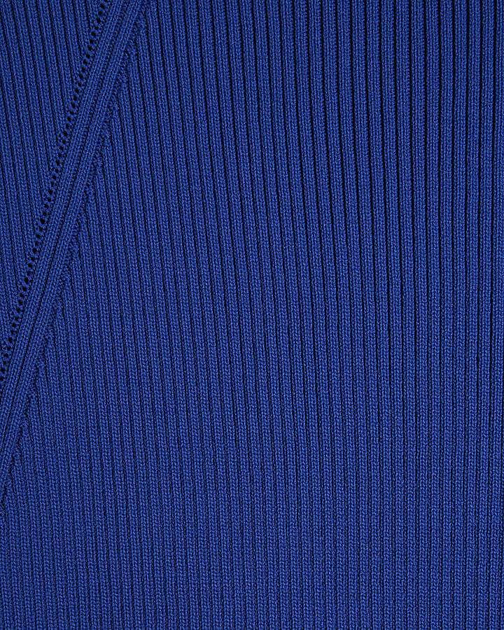 Blue Long Sleeve Belted Jumper Dress