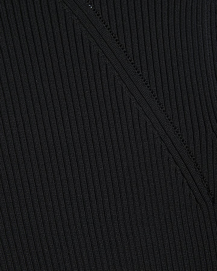 Black Long Sleeve Belted Mini Jumper Dress