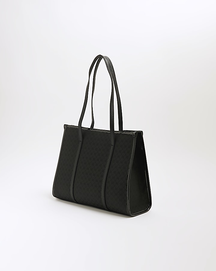 Black Jacquard Buckle Tote Bag