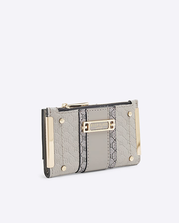 Grey Embossed Mini Purse