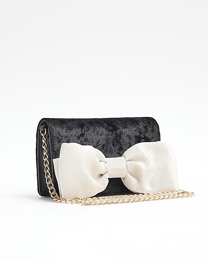 Cream Satin Bow Purse Cross Body Bag