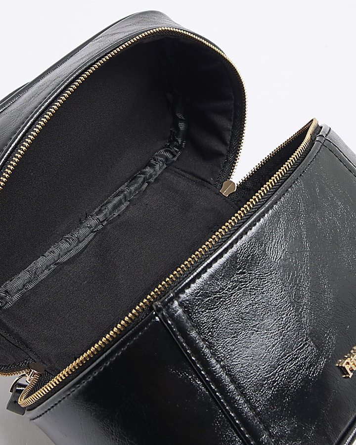 Black Faux Leather Vanity Bag