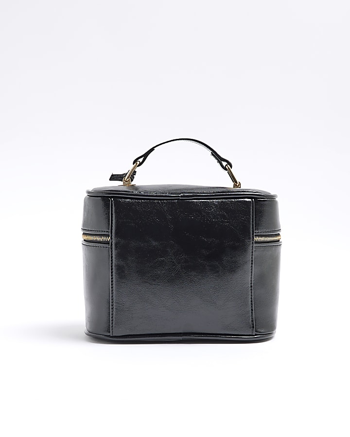 Black Faux Leather Vanity Bag