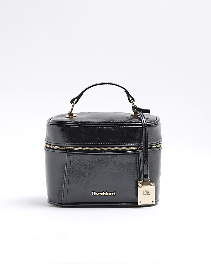 Black Faux Leather Vanity Bag