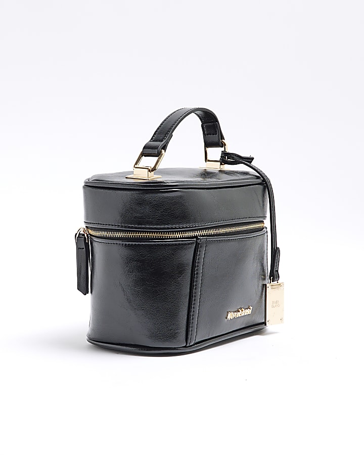 Black Faux Leather Vanity Bag