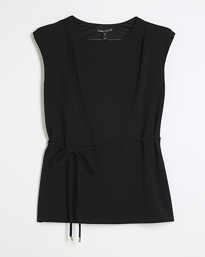 Black belted tank top