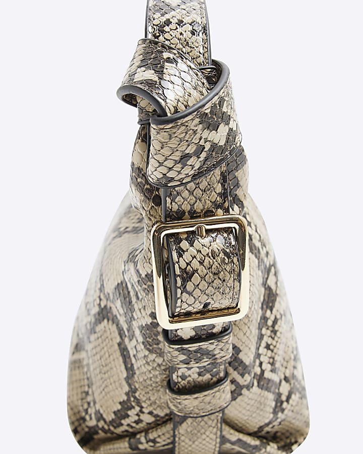 Beige Snake Print Shoulder bag