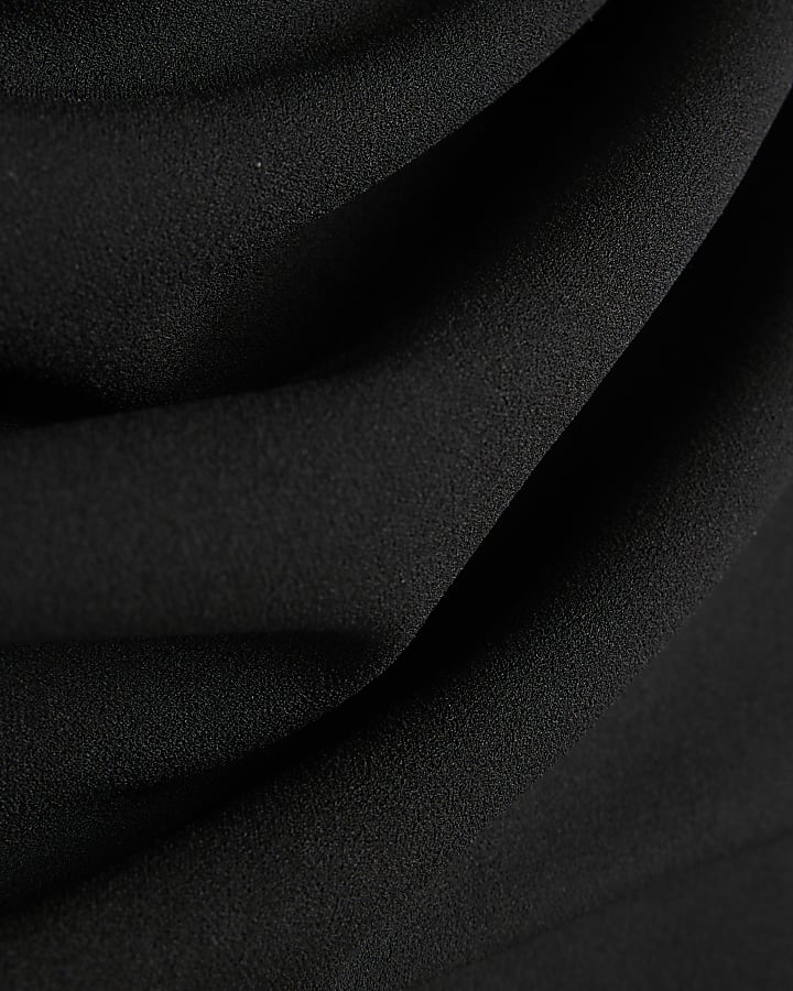 Black off shoulder drape bodycon maxi dress