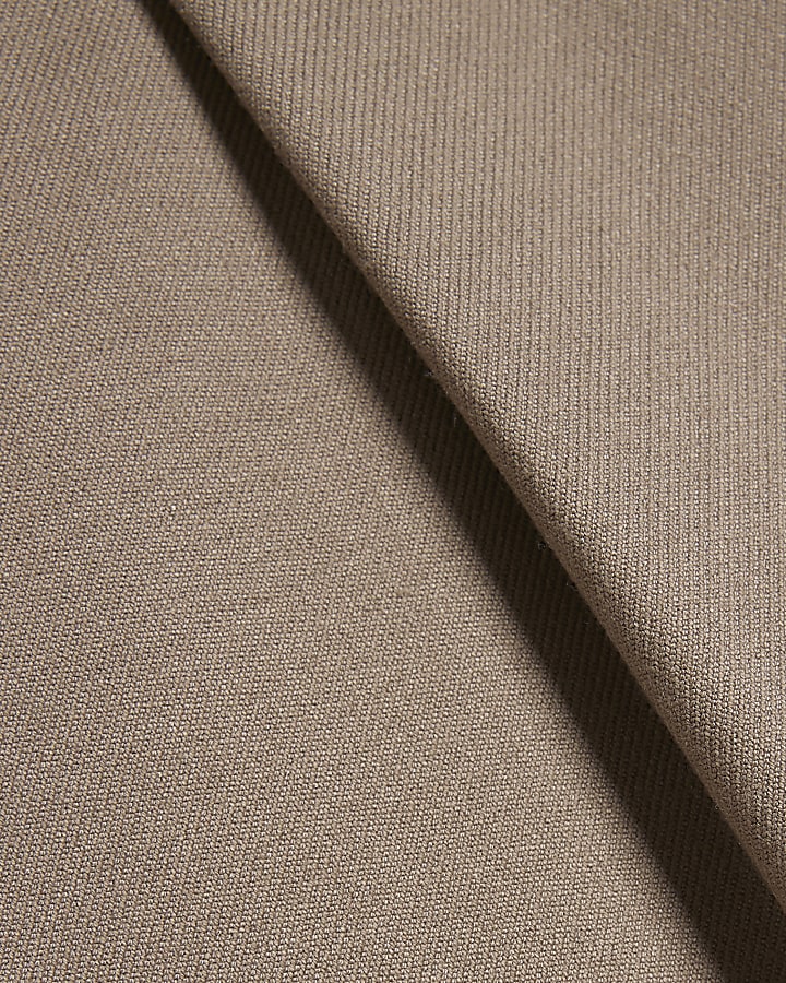 Beige Belted Wide Leg Trousers