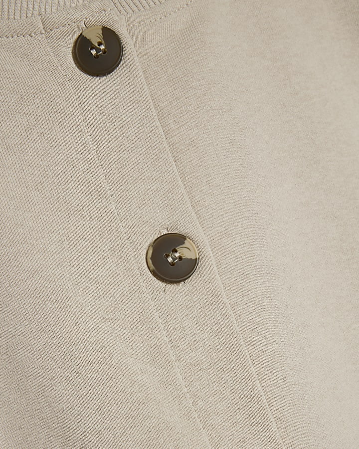 Brown Button Detail Sweatshirt Vest