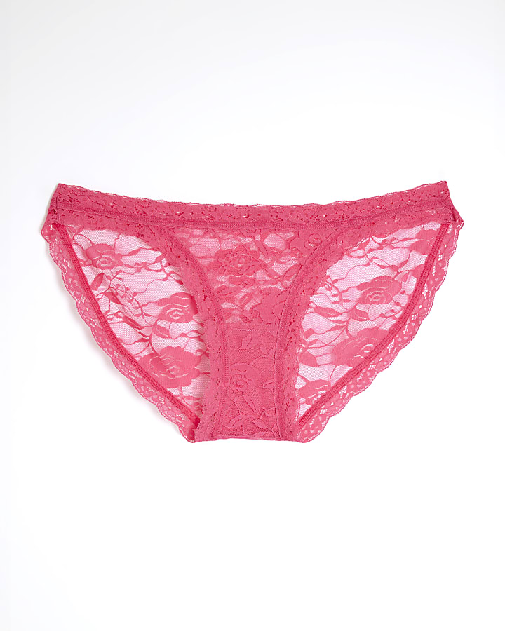 Pink Lace Brazilian Knickers