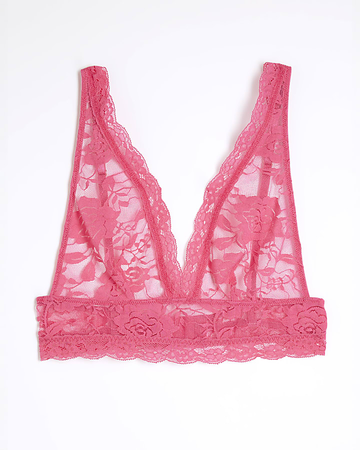 Pink Lace Plunge Bralette