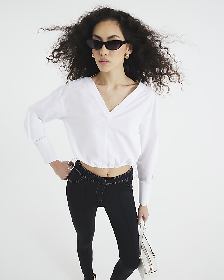 White Bubble Hem Top