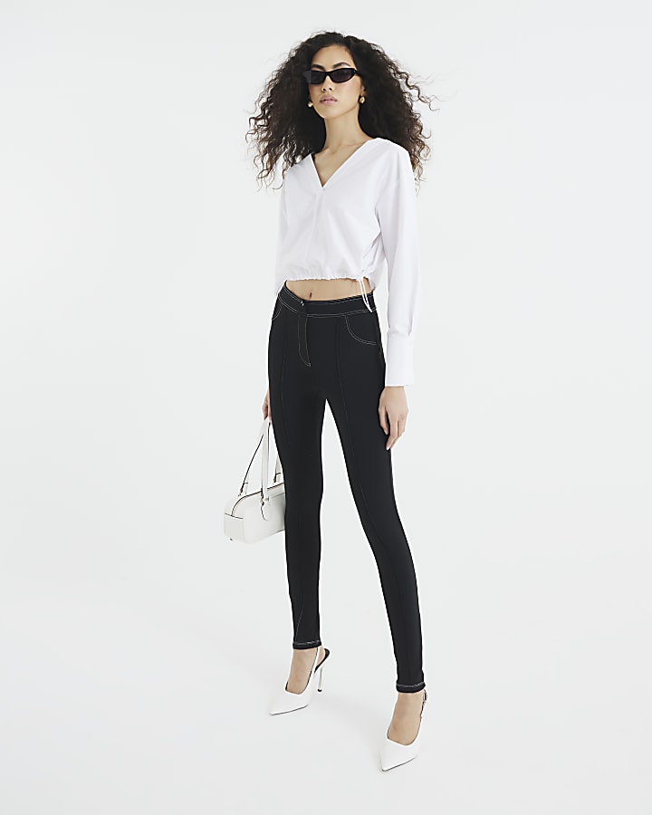 White Bubble Hem Top