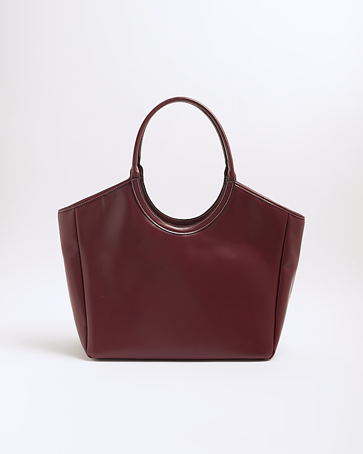 Red Rounded Handle Shopper Bag