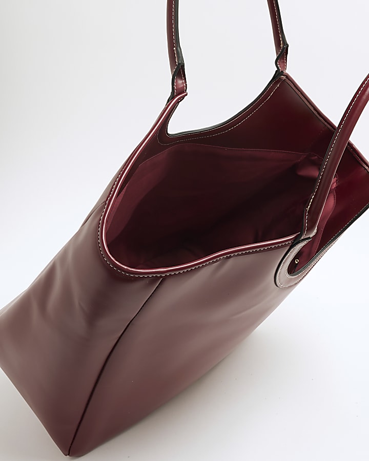 Red Rounded Handle Shopper Bag