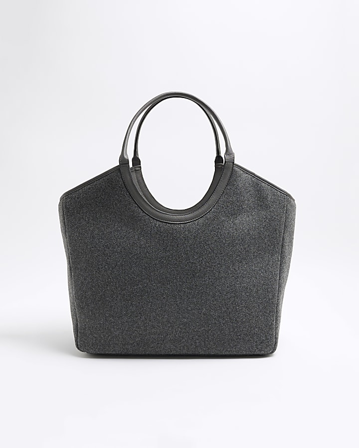 Grey Rounded Handle Shopper Bag