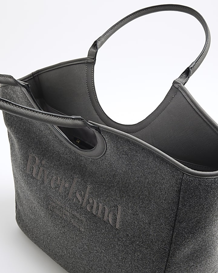 Grey Rounded Handle Shopper Bag