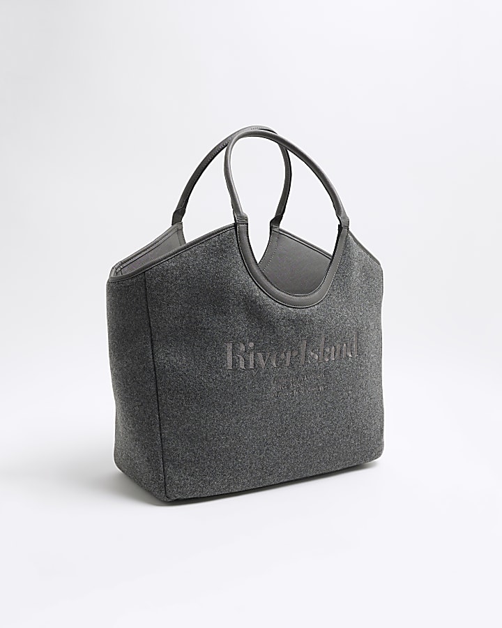 Grey Rounded Handle Shopper Bag