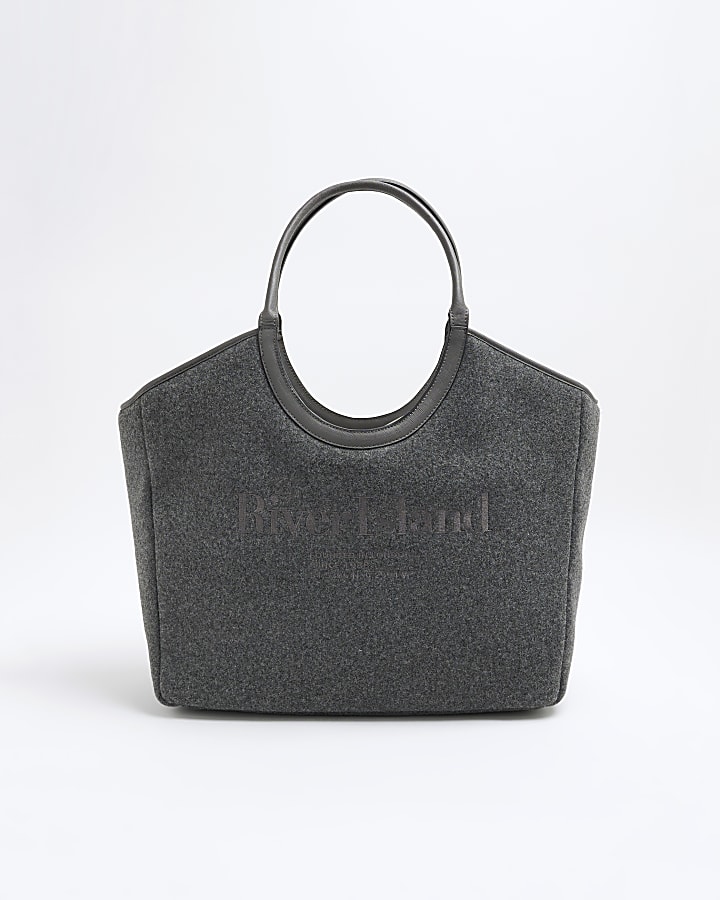 Grey Rounded Handle Shopper Bag