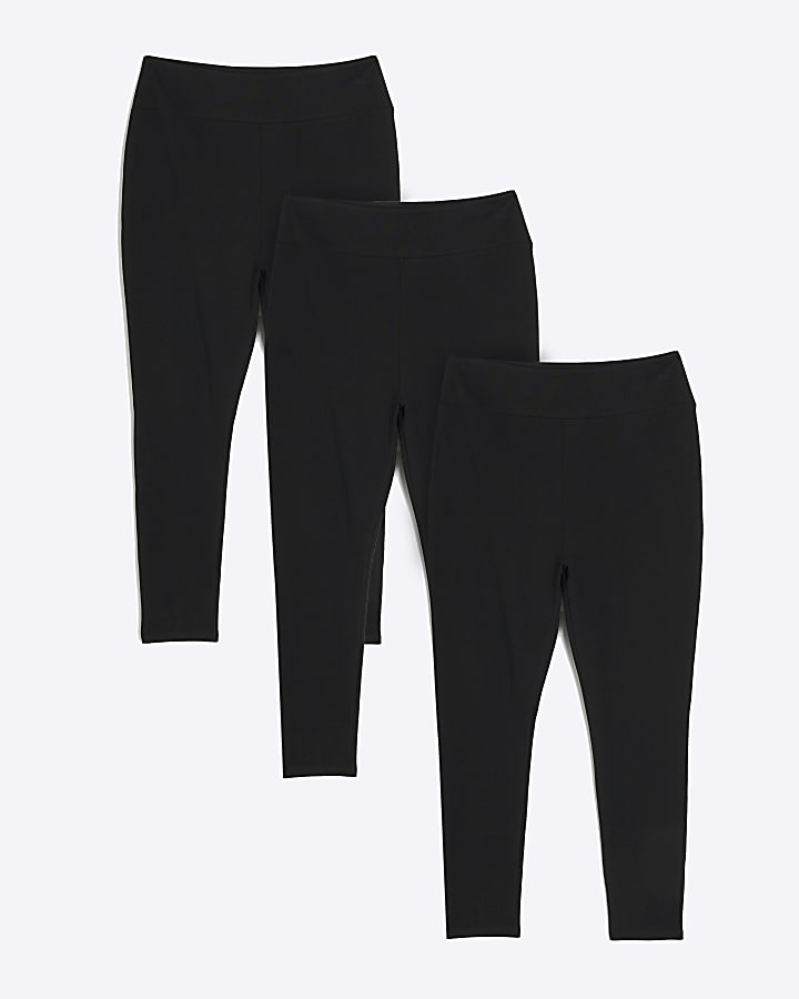 Plus 3 Pack Black High Waisted Leggings