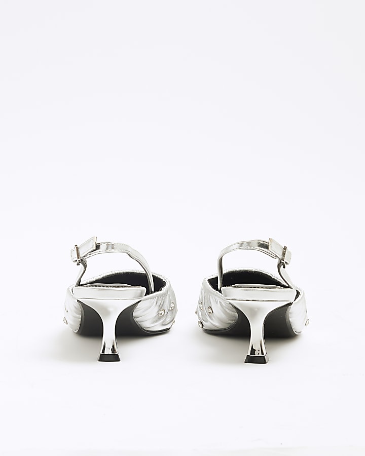 Silver Sling Back Court Stud Shoes