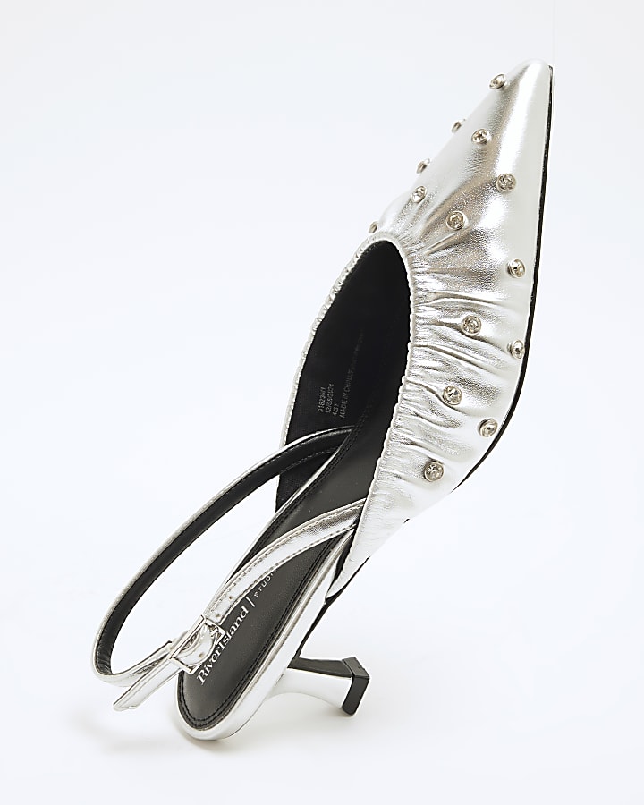 Silver Sling Back Court Stud Shoes