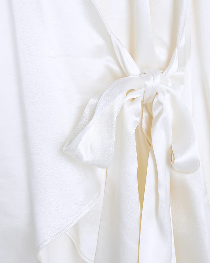 White Long Sleeved Wrap Blouse