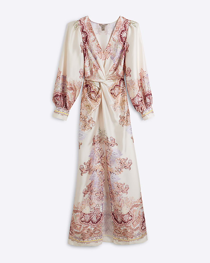 Petite Cream Paisley Printed  Maxi Dress