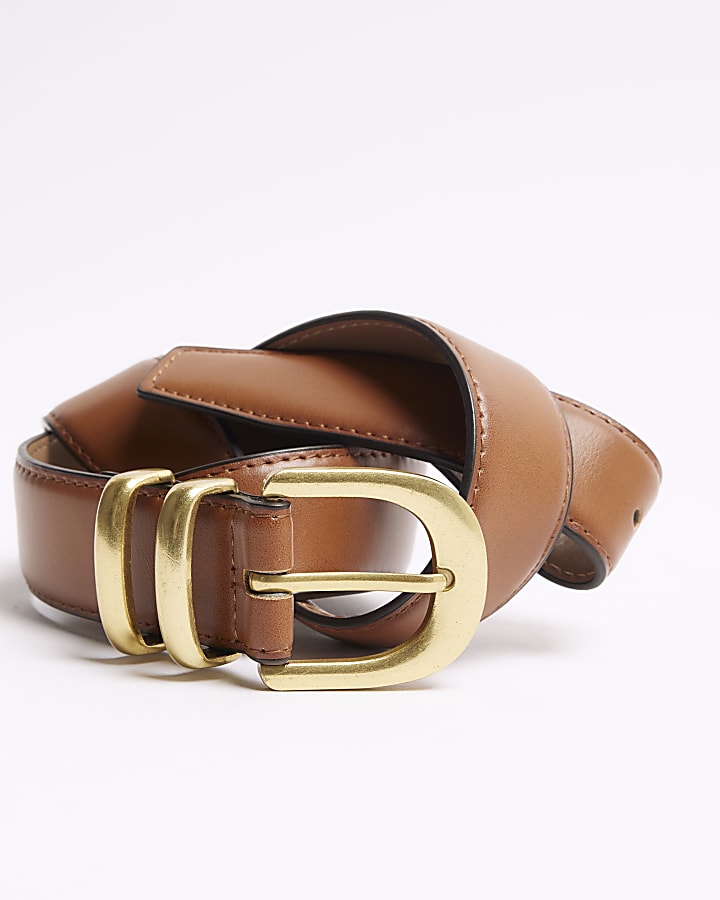 Brown faux leather belt