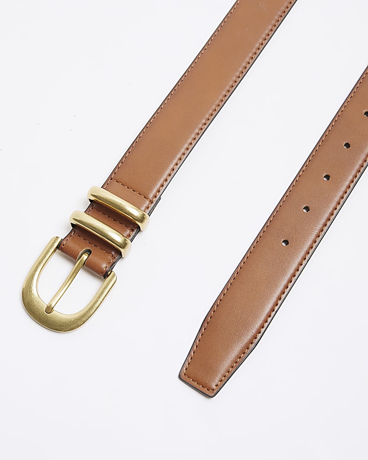 Brown faux leather belt