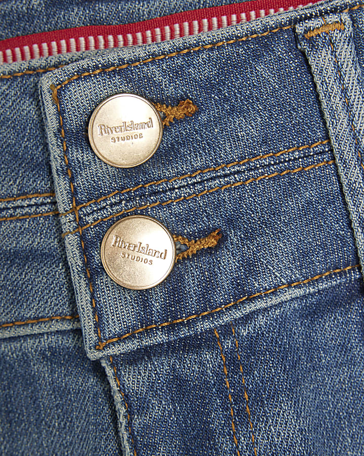 Petite Blue Double Waistband Bootcut Jeans