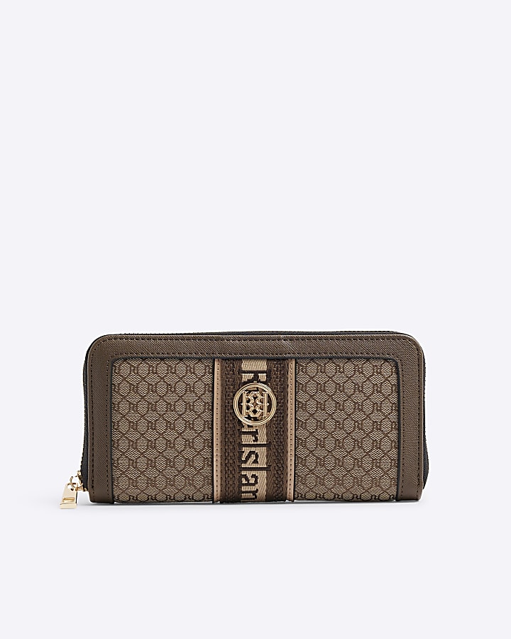 Brown monogram stripe purse